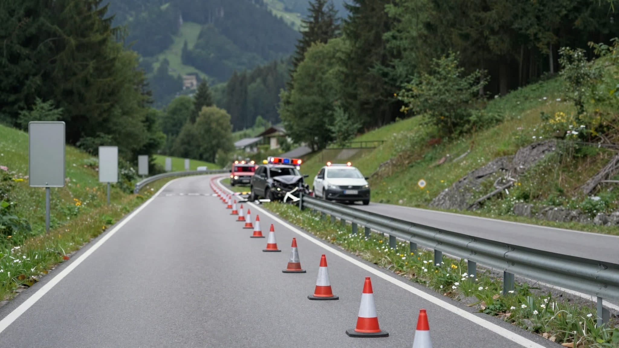 Collision frontale B320 Weißenbach : 7 blessés, une famille impliquée