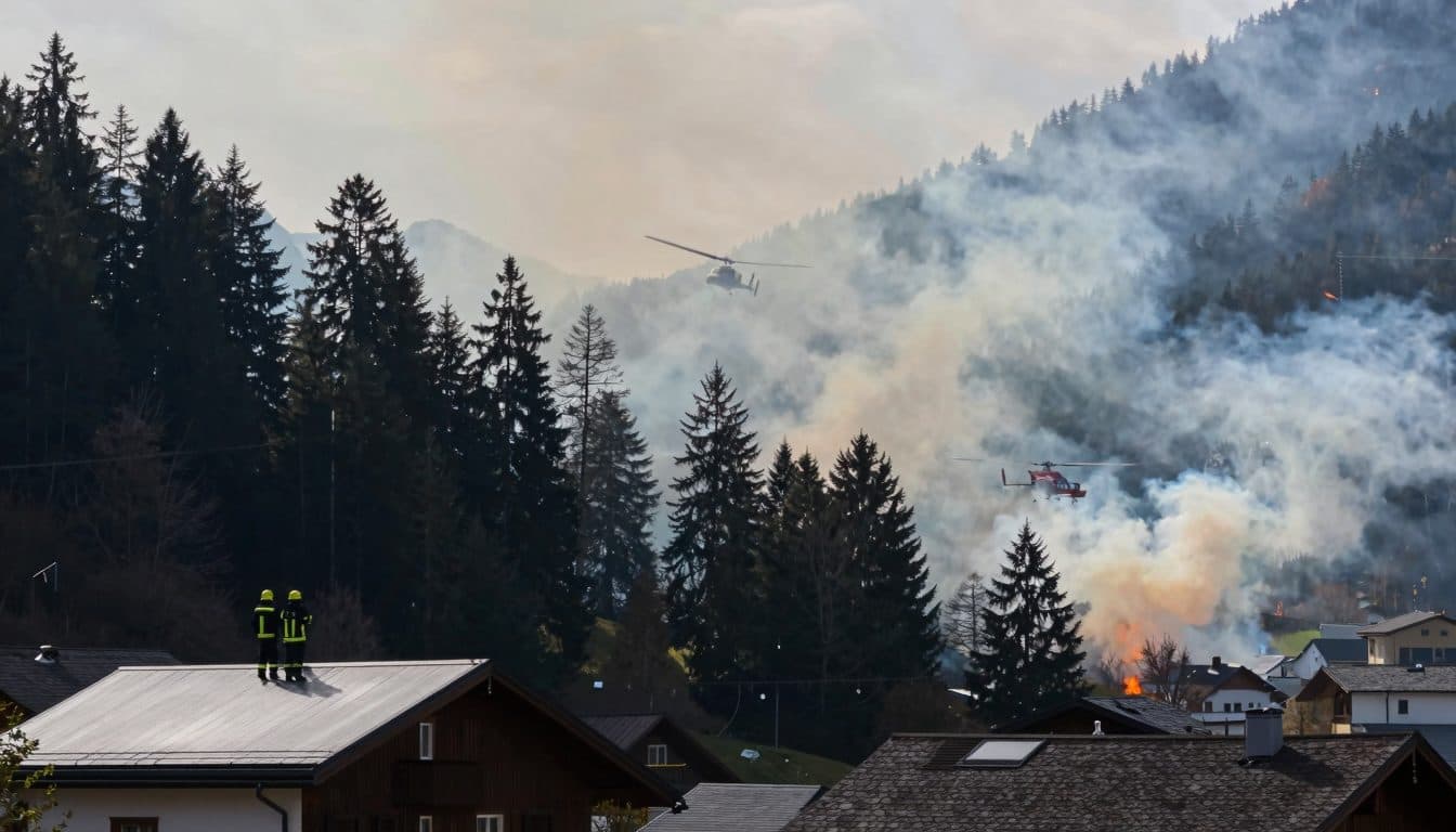 Exercice à grande échelle d'incendie de forêt dans la région du Pinzgau