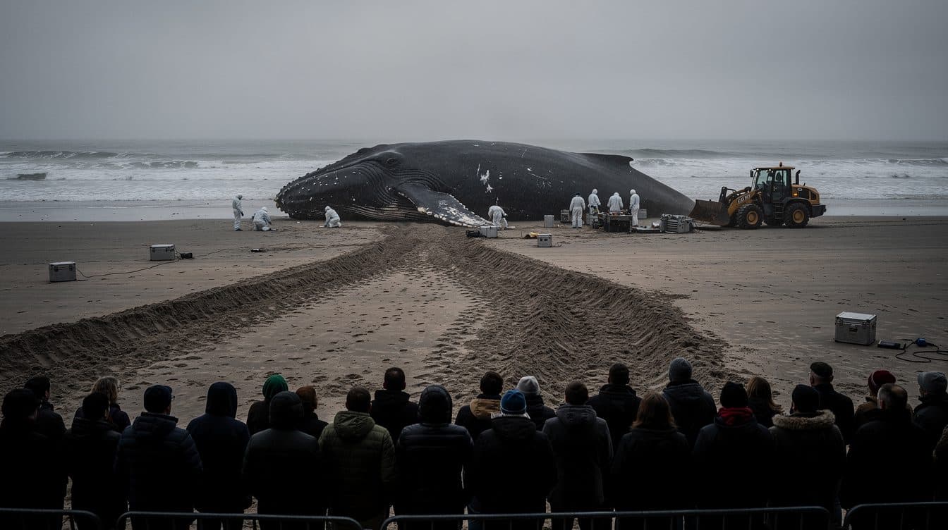 Une nécropsie de la baleine à bosse « Timmy » débute sur la plage de l'île danoise d'Anholt