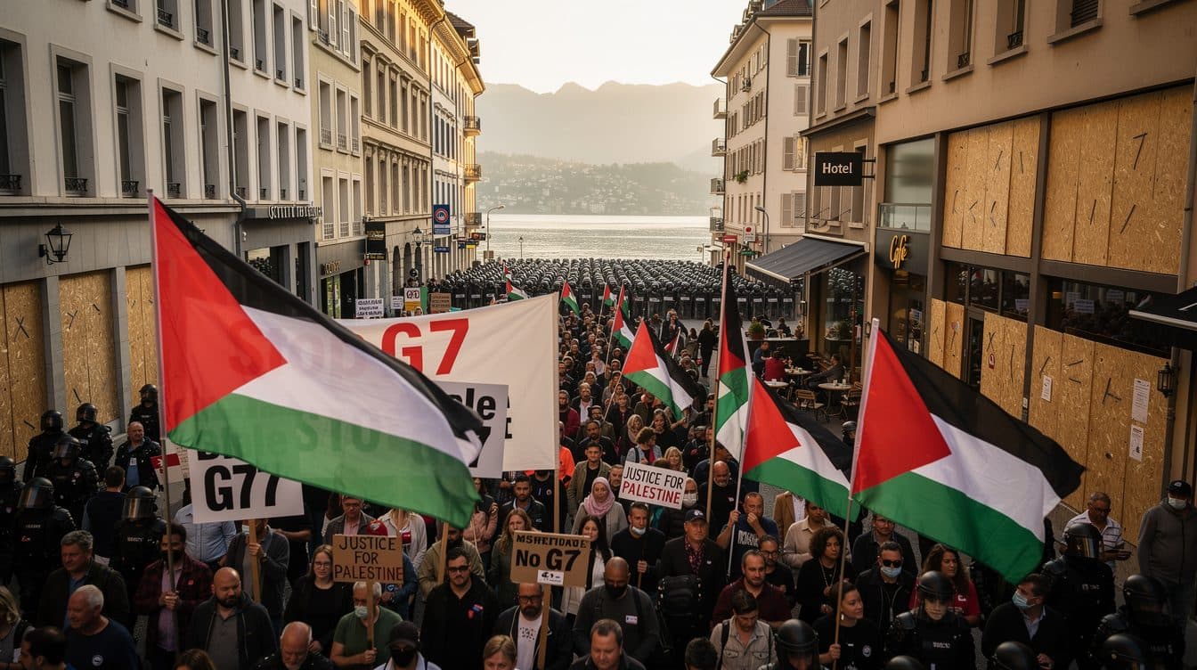 Émeutes à Genève à la veille du sommet du G7 à Évian