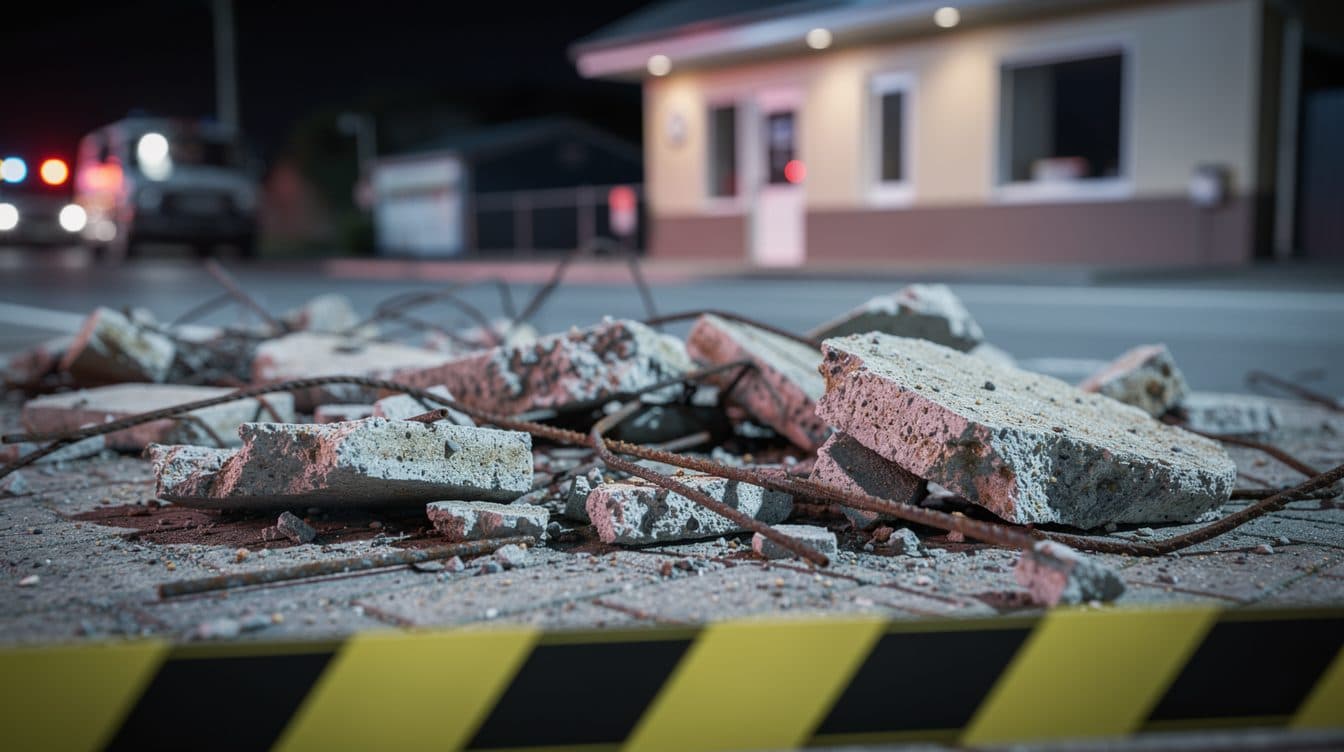 Auvent en béton effondré à Westerland sur l'île de Sylt