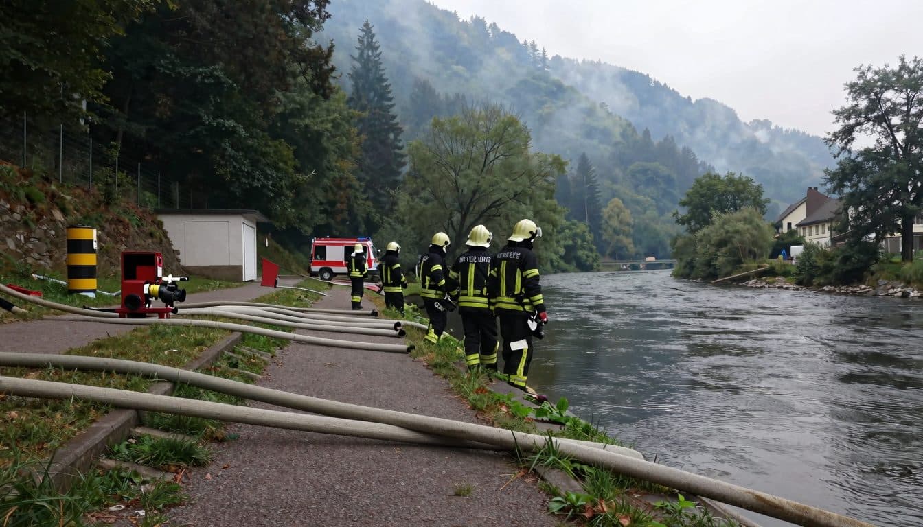 Incendie de forêt près de Schramberg : les pompiers maintiennent l'approvisionnement en eau d'extinction à partir de la Schiltach