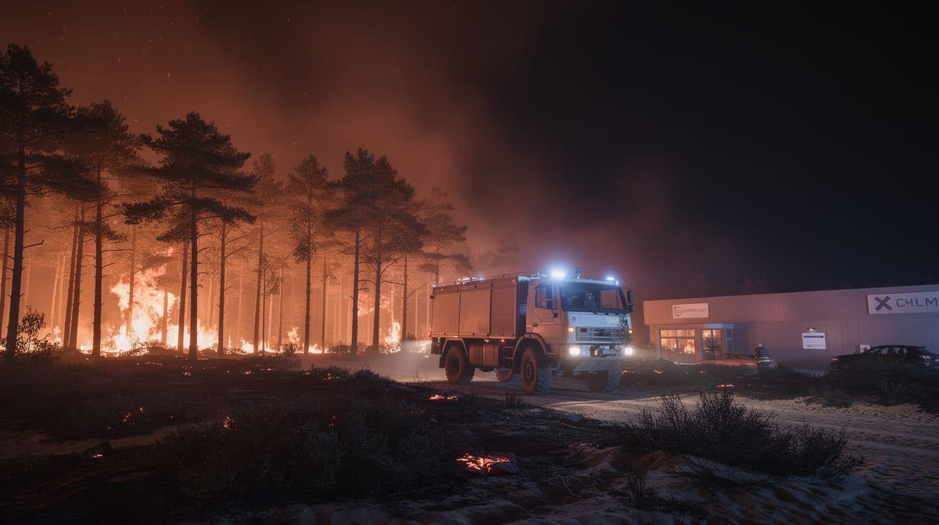 L'incendie de forêt dans la Gohrischheide continue de se propager pendant la nuit