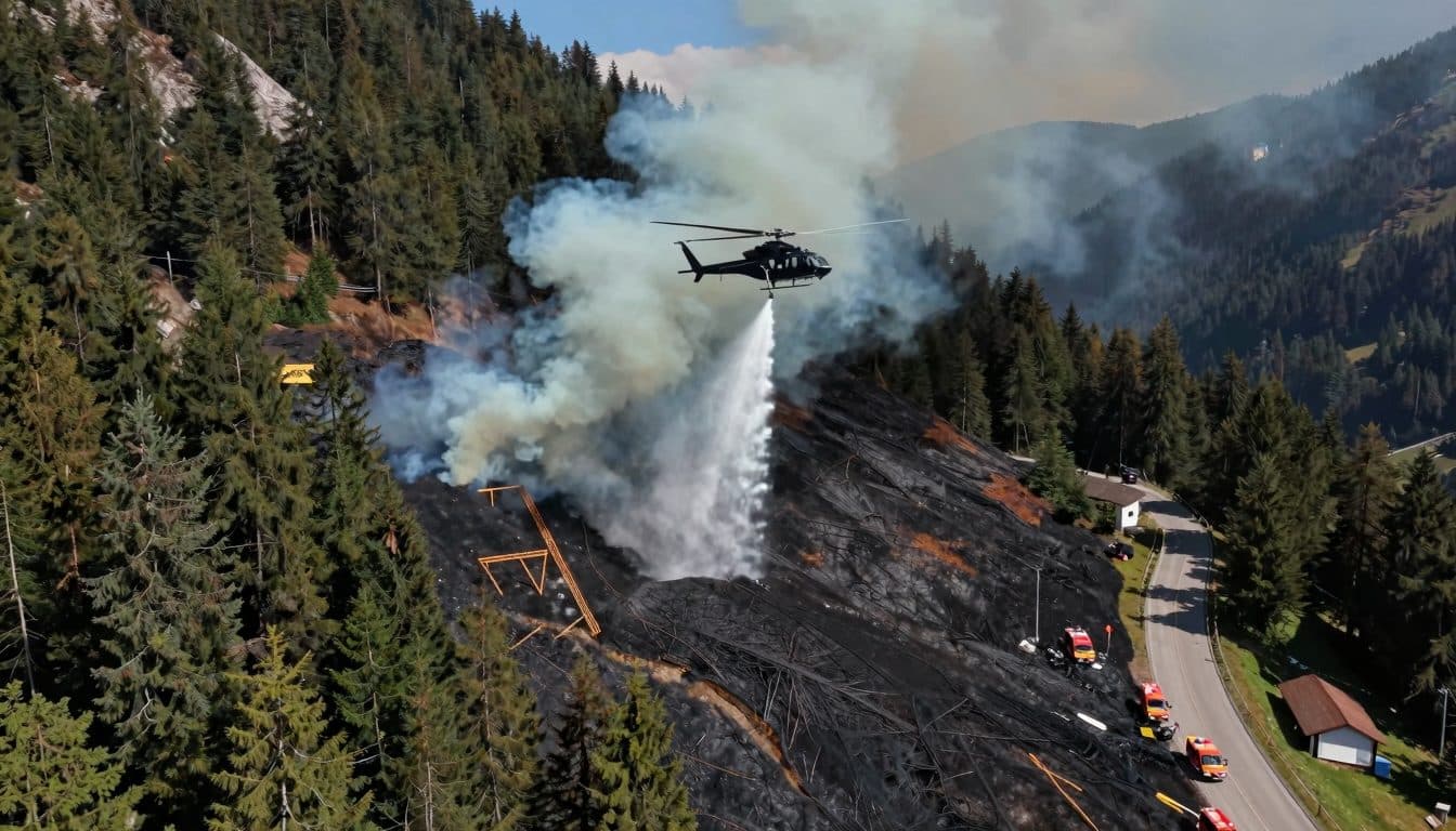 Un hélicoptère de lutte contre l'incendie maîtrise rapidement un feu de forêt à Großarl