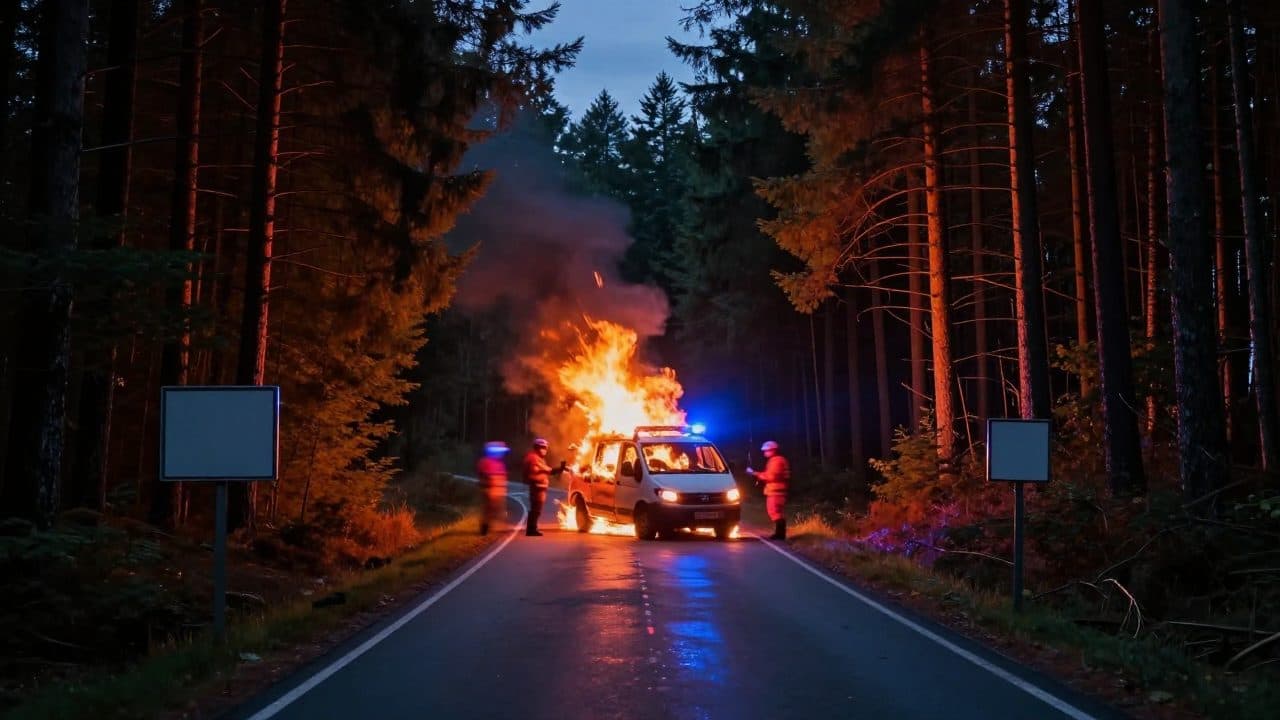 Personne morte découverte dans un petit bus en feu à Bayerisch Eisenstein