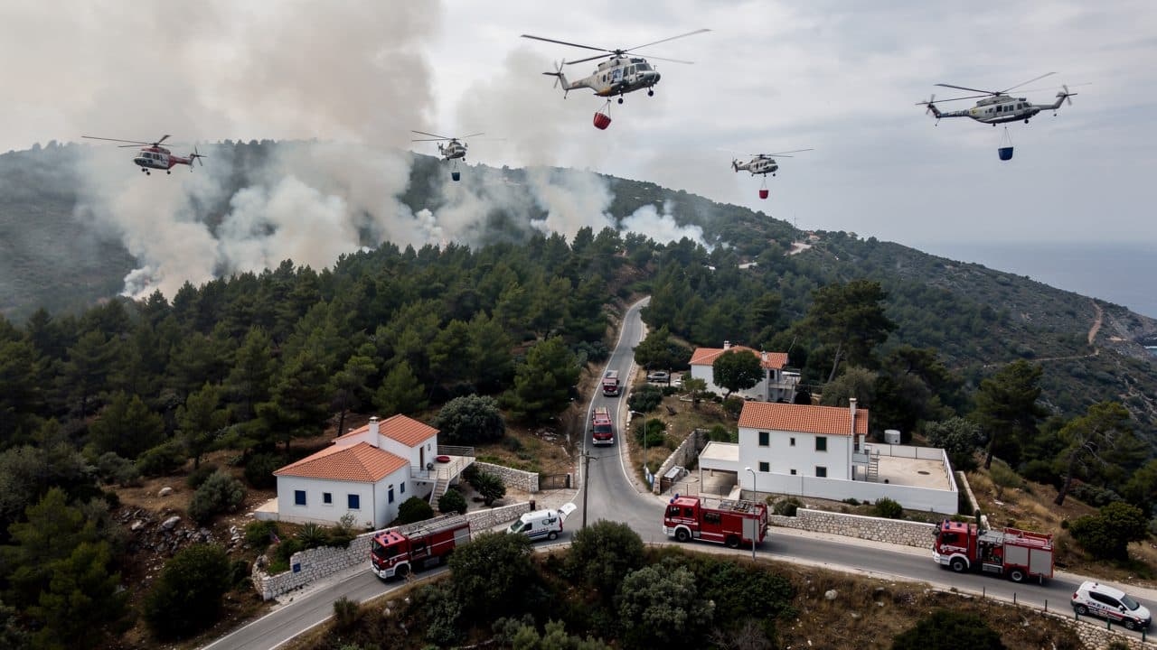 Premier grand incendie de forêt de l'année sur l'Eubée – des centaines de secouristes mobilisés