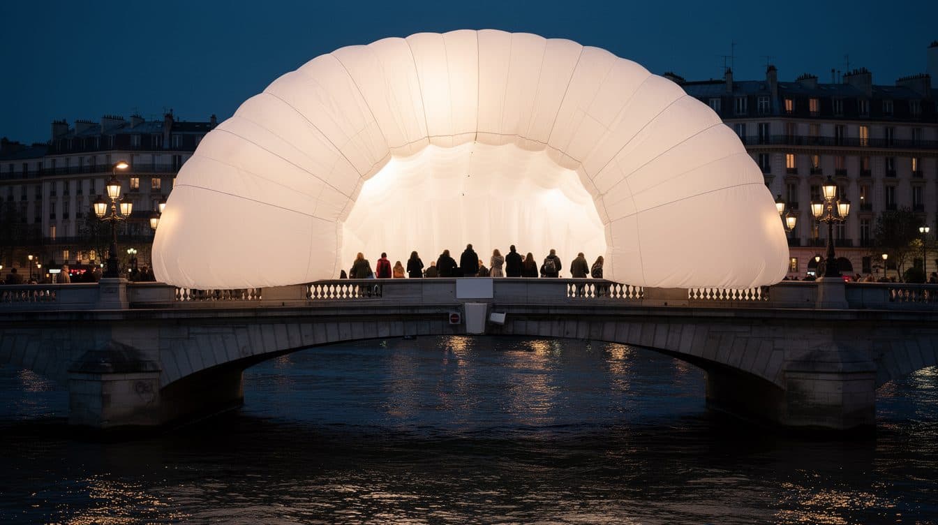Une grotte en tissu praticable inaugurée sur le Pont Neuf : l'artiste JR habille le pont parisien