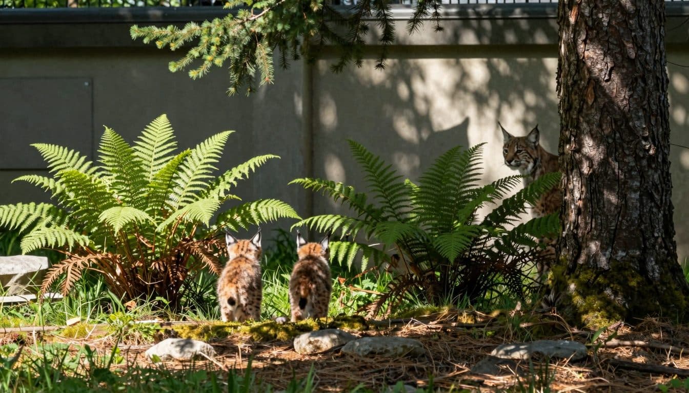 Des jumeaux lynx explorent le Wilden Berg à Mautern avec leurs frères et sœurs aînés