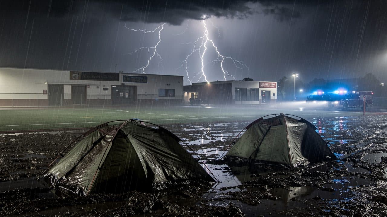 Foudre dans un camp de tentes à Rastatt : neuf blessés après un violent orage en Bade-Wurtemberg