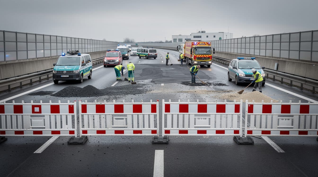 Accident de camion sur l'A38 près d'Eisleben : chauffeur grièvement blessé, autoroute partiellement fermée pendant plusieurs jours
