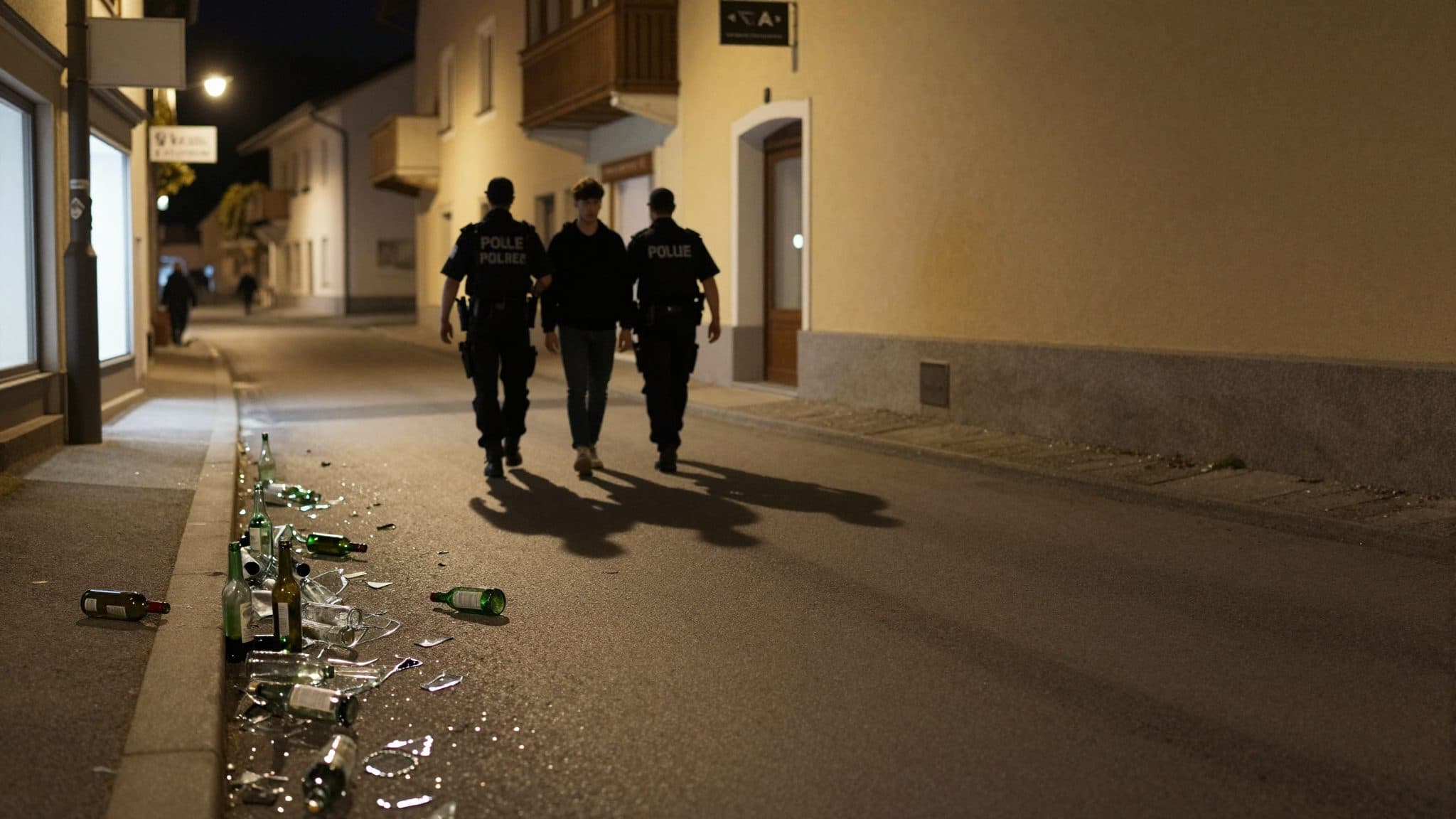 Un jeune homme de 20 ans ivre jette des bouteilles sur la route à Bad Schallerbach et agresse des policiers