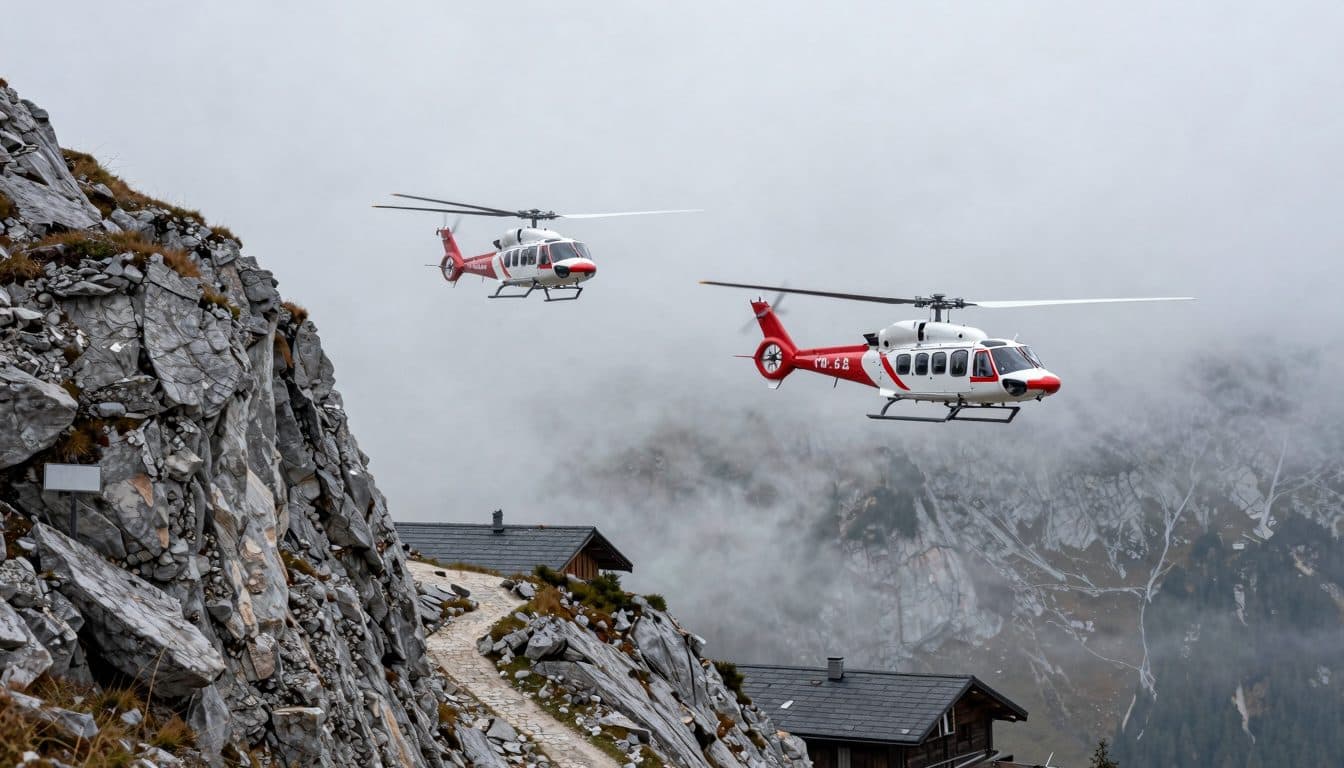 Famille de cinq personnes secourue d'une situation de détresse en montagne au Krippenstein