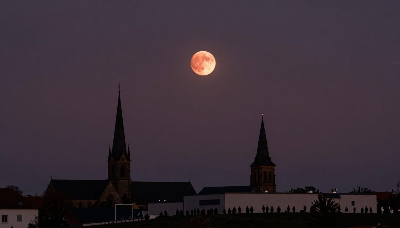 Éclipse lunaire presque totale visible dans le ciel au-dessus de l'Allemagne