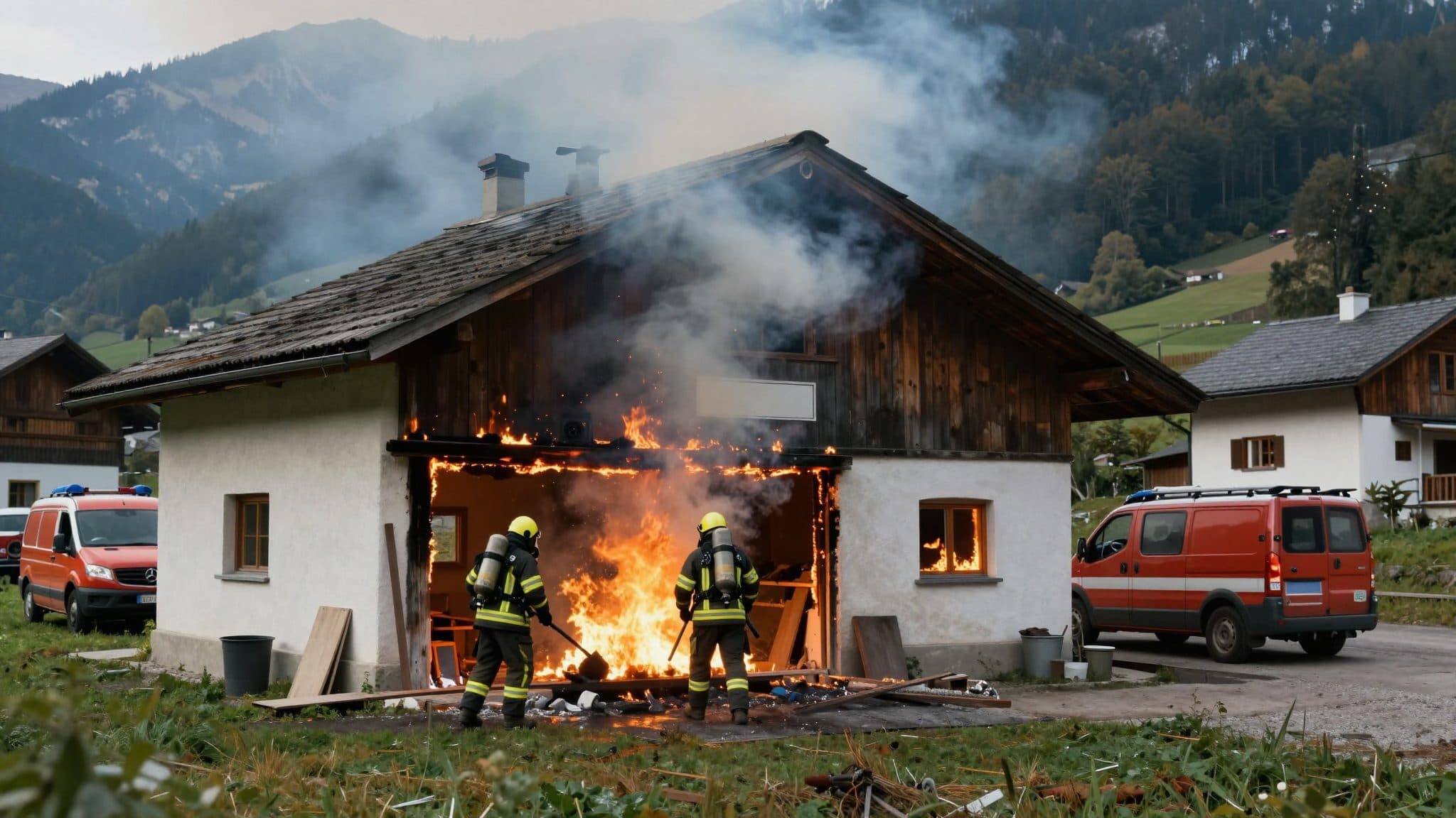 Incendie d'atelier à St. Veit im Pongau maîtrisé par cinq casernes de pompiers