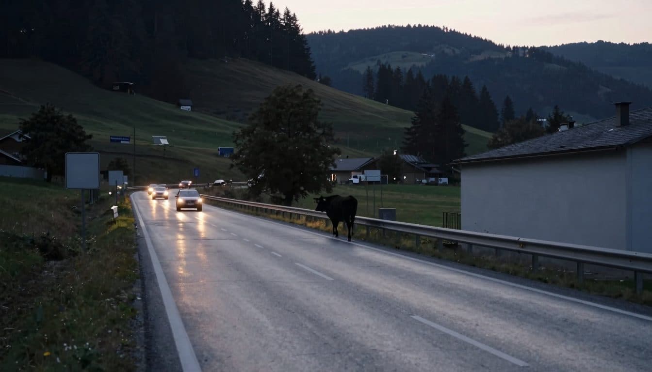 Une vache gestante en fuite perturbe la circulation matinale dans le Mühlviertel, en Haute-Autriche
