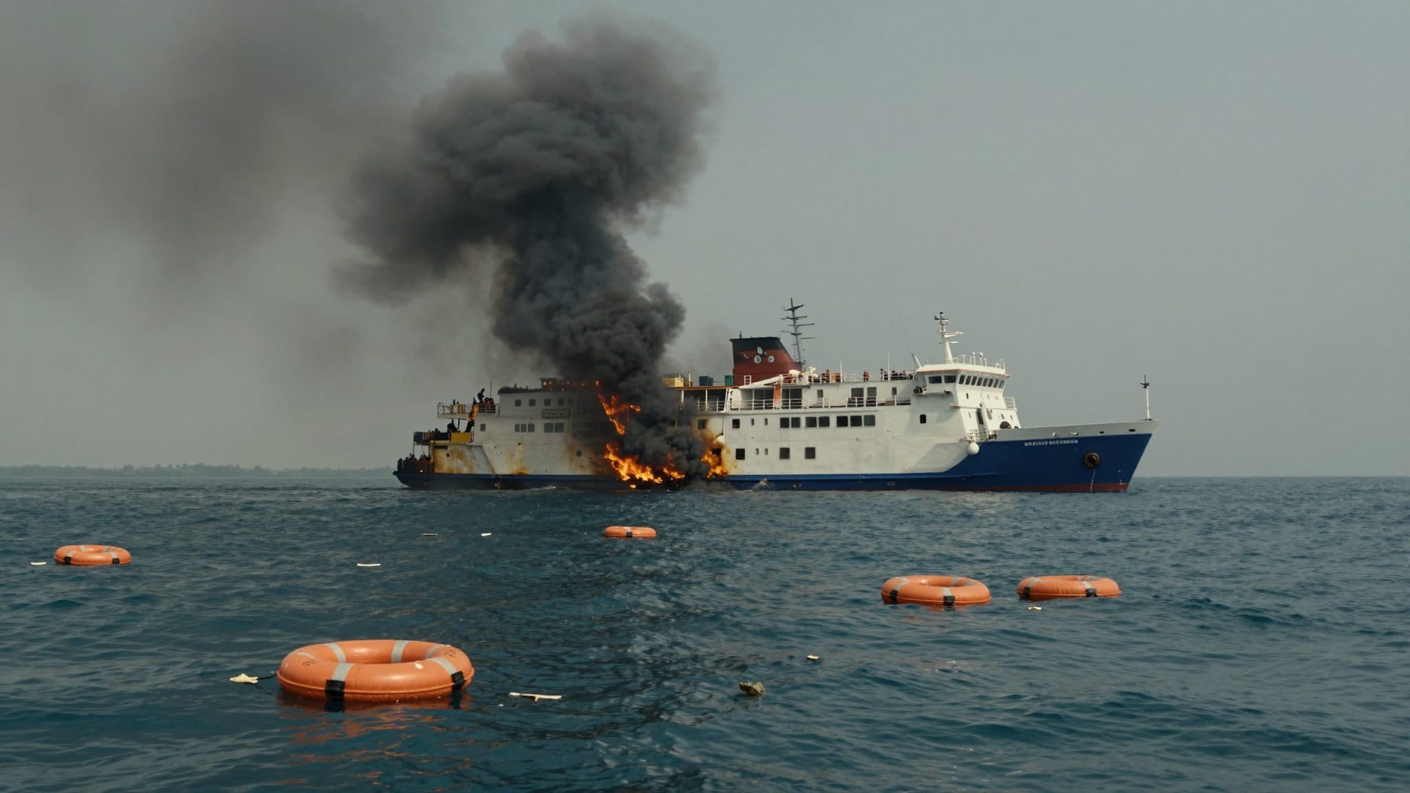 Ferry devant Java en feu : 250 personnes à bord, 41 disparues