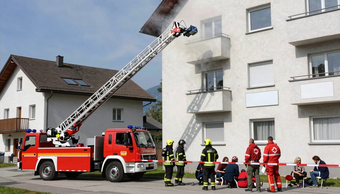 Incendie majeur dans un immeuble résidentiel à Kematen an der Ybbs provoqué par une cigarette jetée dans un pot de fleurs