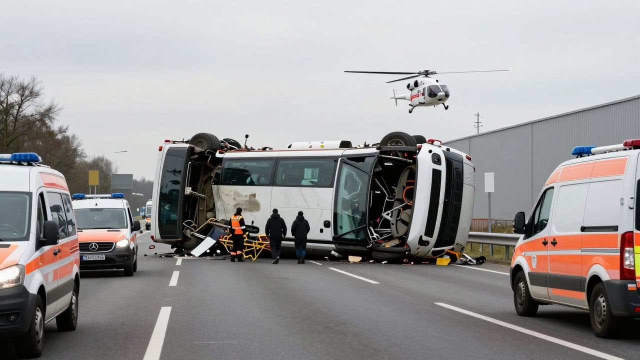 Un autocar de tourisme se renverse sur la A96 près de Buchloe – au moins deux morts