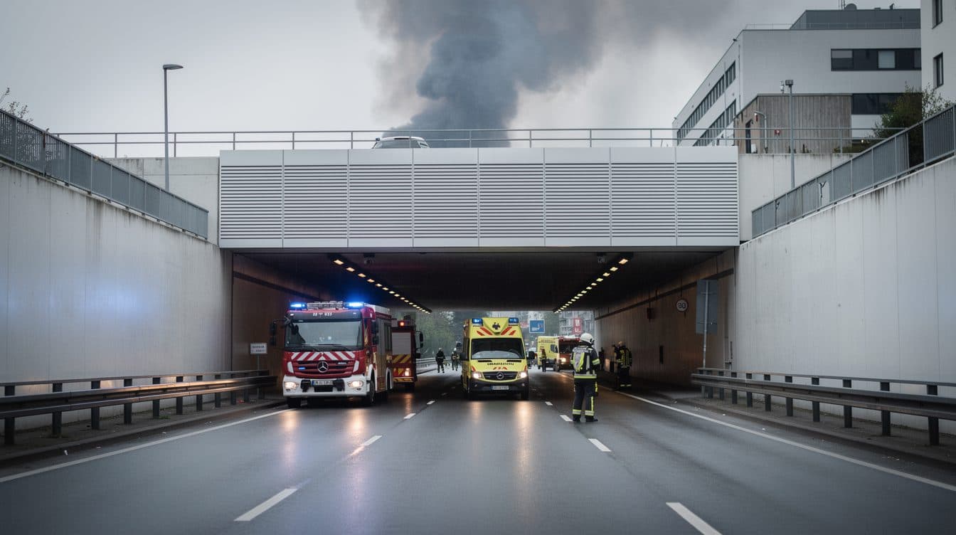 Une voiture prend feu dans le tunnel anti-bruit de Stellingen : l'A7 fermée dans les deux sens