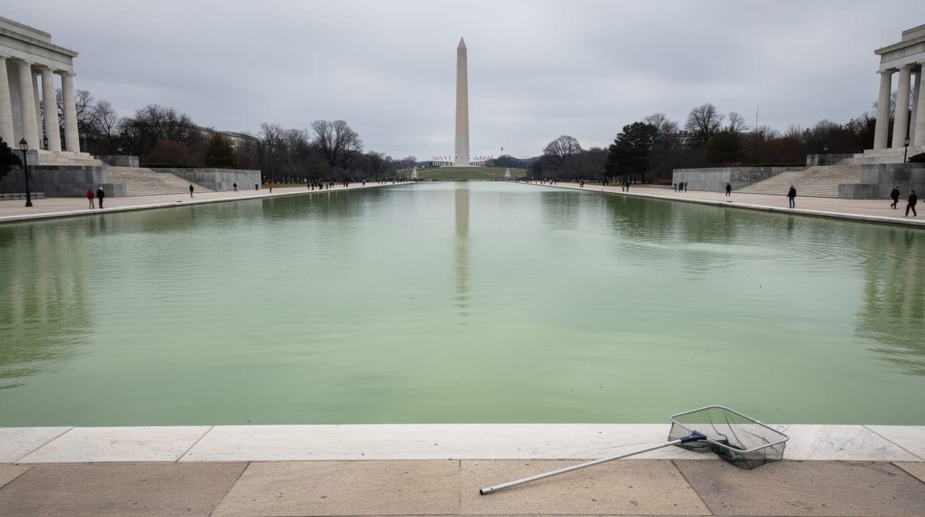 La rénovation à 14 millions de dollars du bassin réfléchissant de Trump touchée à nouveau par une prolifération d'algues