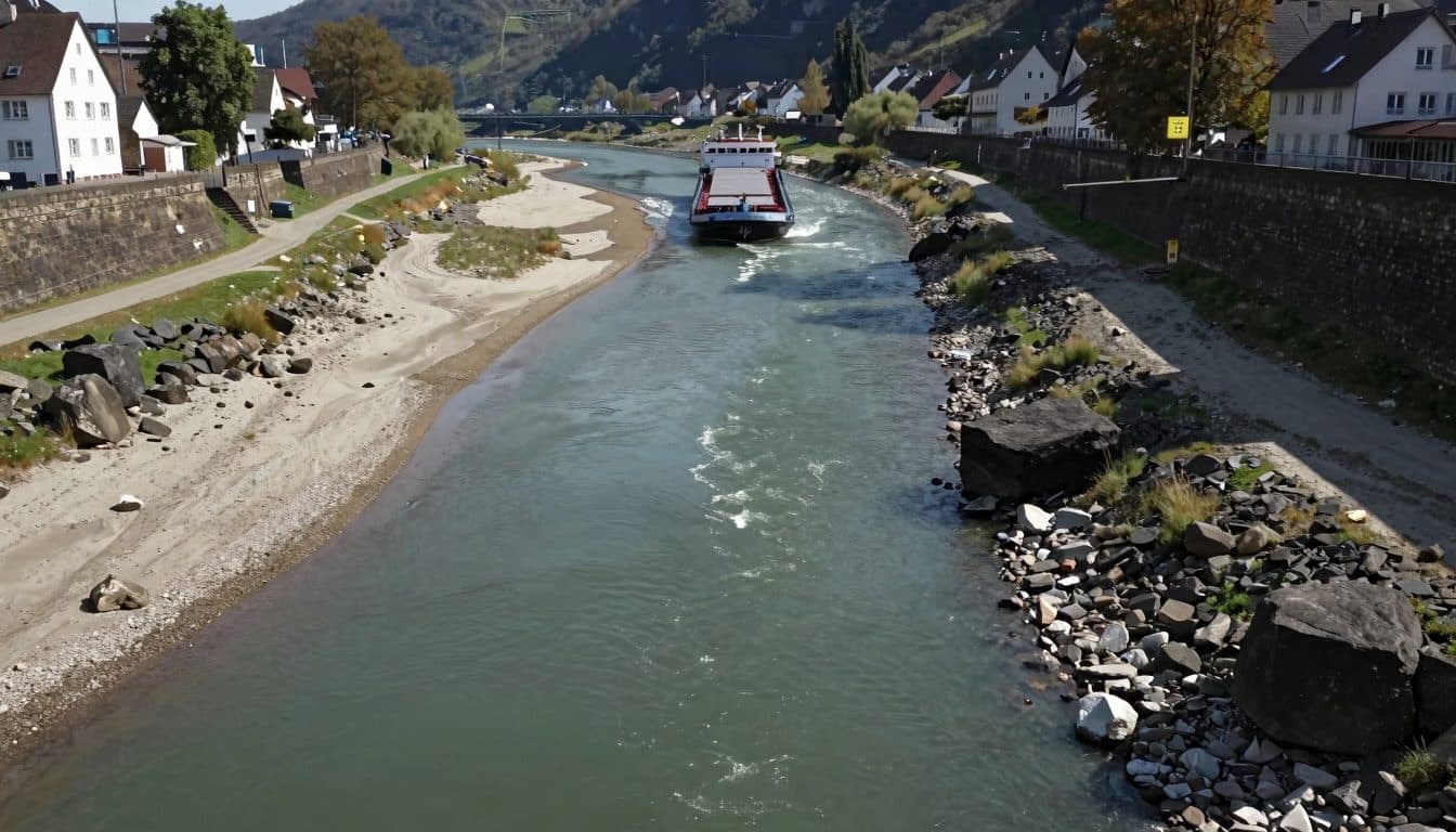 Étiage du Rhin : le niveau à Kaub passe sous la barre des deux chiffres