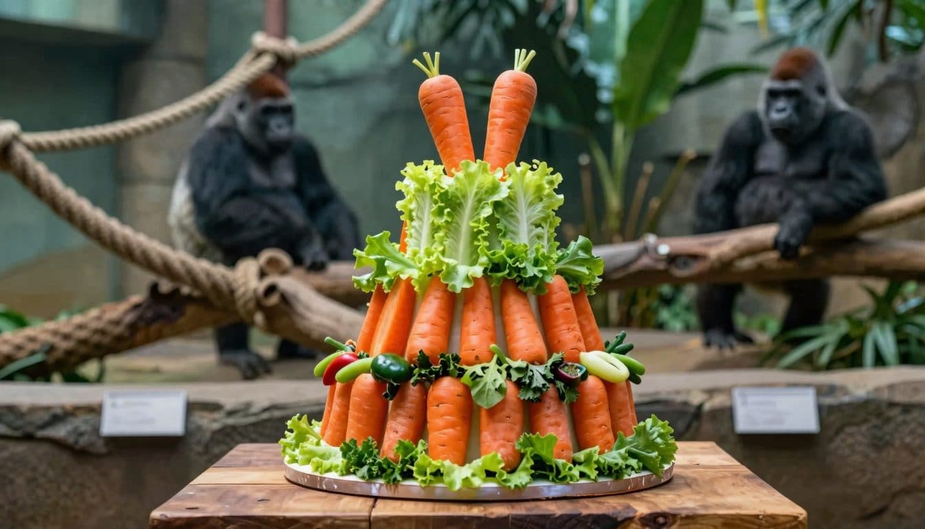 Le zoo de Schmiding célèbre l'anniversaire du gorille Jabari avec un gâteau spécial
