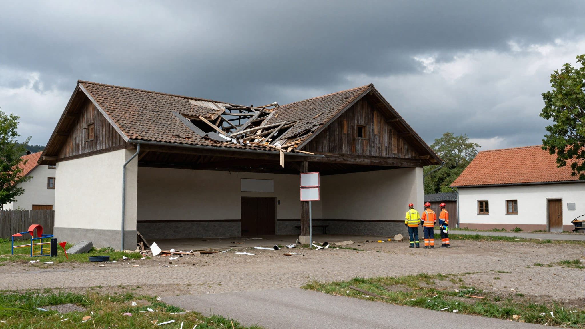 Une violente cellule orageuse cause des dommages aux bâtiments et aux toitures à Thangelstedt