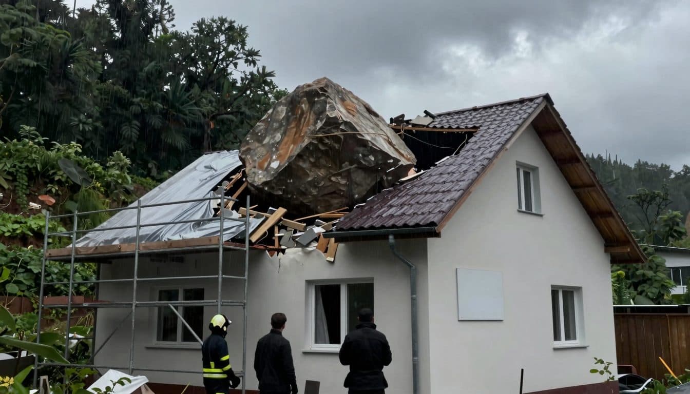 Un bloc rocheux de plusieurs tonnes transperce le toit d'une maison d'habitation à Starzach