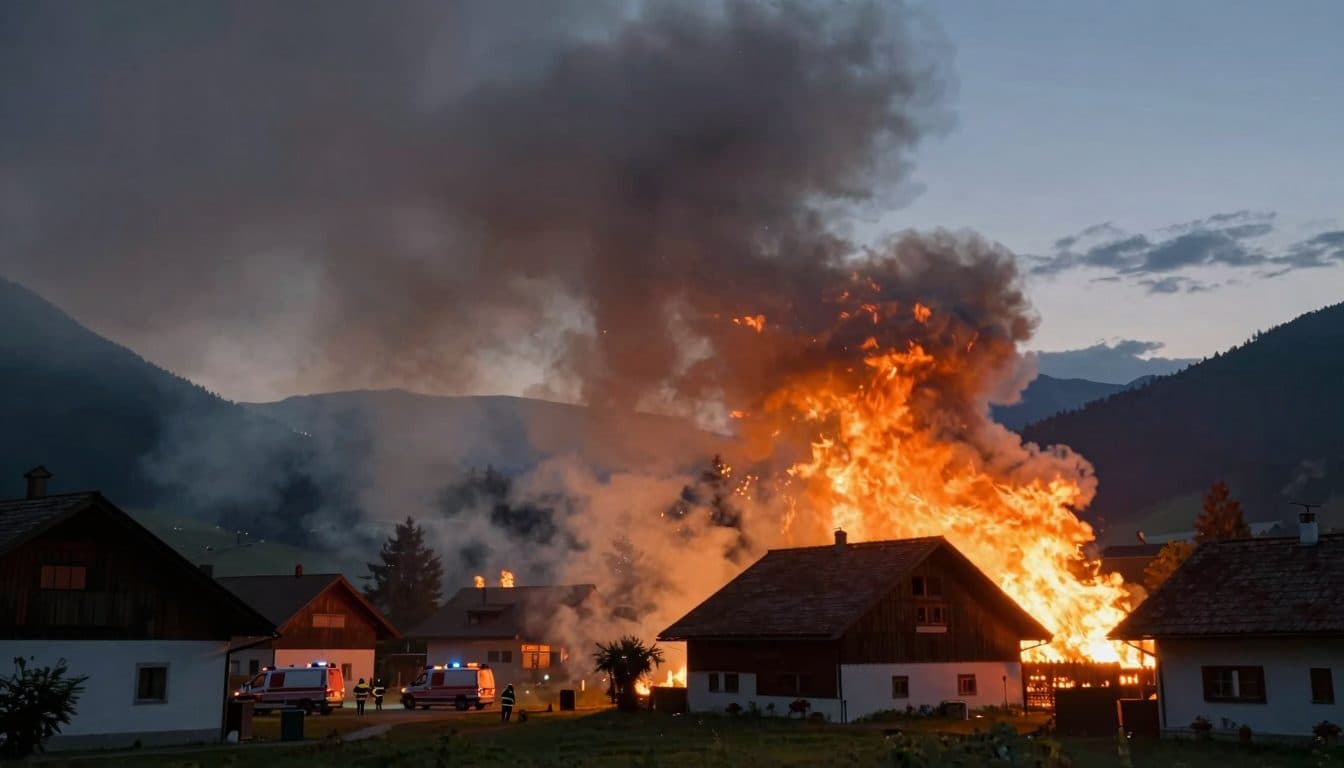 Grand incendie à Flinsdorf : 145 pompiers luttent pendant des heures contre les flammes dans une ferme