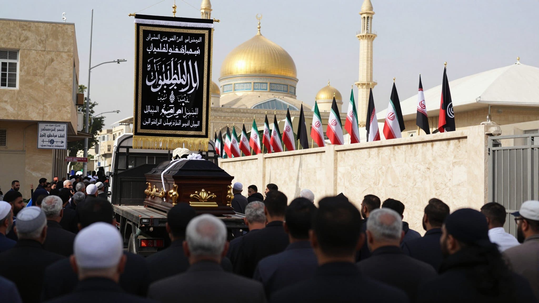 Le cercueil du Guide suprême iranien Ali Khamenei arrive dans la ville sainte irakienne de Najaf pour les rites funéraires
