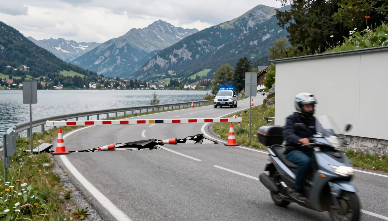 Un motard en fuite au lac d'Achensee percute un barrage routier
