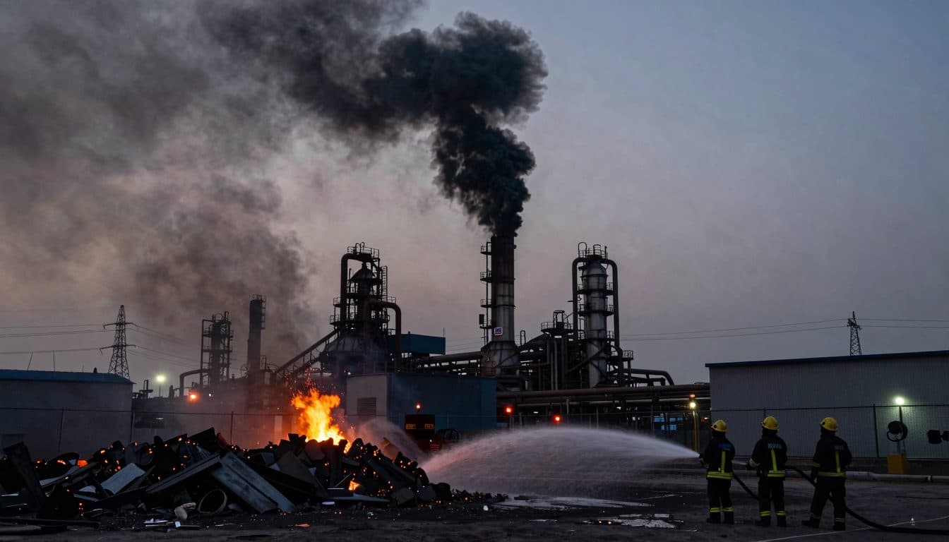 Violent incendie sur le site de Salzgitter AG : un mont de ferraille brûle pendant des heures