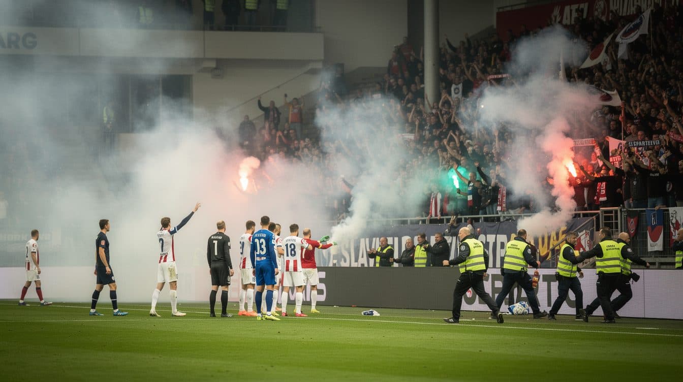 Football tchèque : Slavia Prague écope d'une amende record après des incidents pyrotechniques