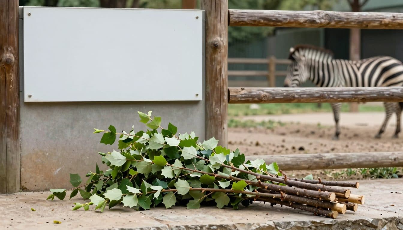 Tiergarten Schönbrunn : un jeune zèbre de la Lobau grignote des branches fraîches