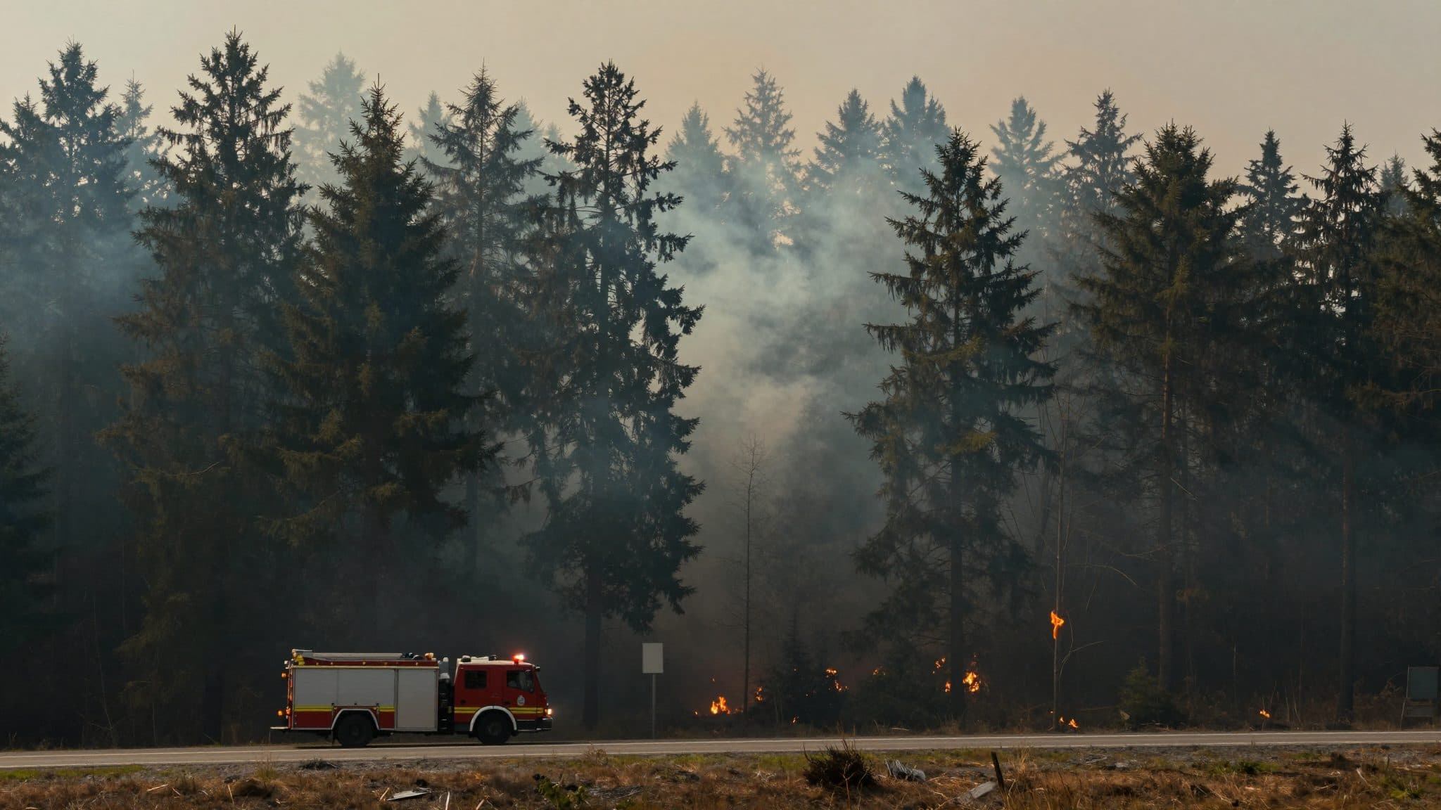 Incendies de forêt Rodenbach Bad Schwalbach : fumée de l'A7 en Hesse