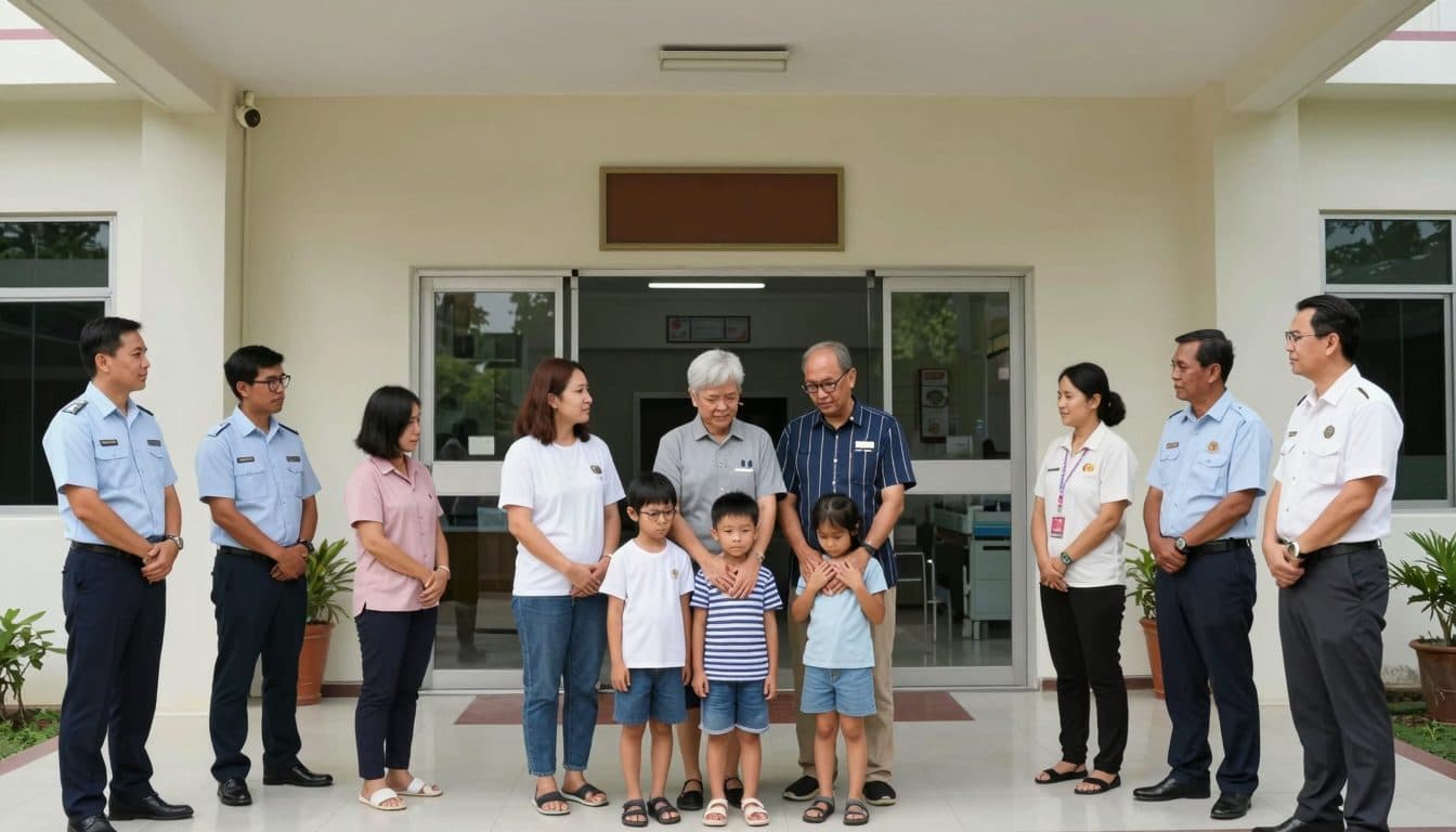 Des familles récupèrent les corps après une fusillade dans une école près de Bangkok qui a fait au moins sept morts