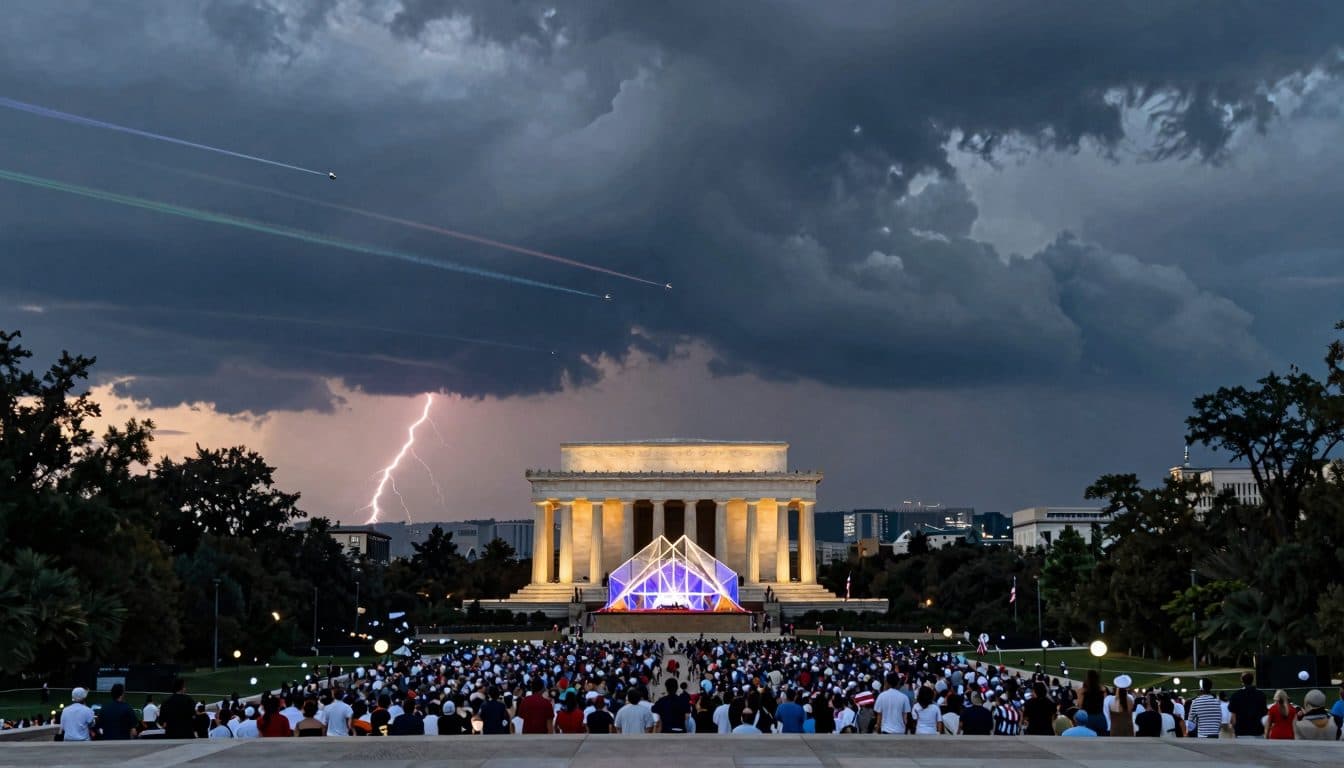 Trump parle lors du 250e anniversaire des États-Unis – une tempête retarde son apparition, le feu d'artifice clôture la soirée