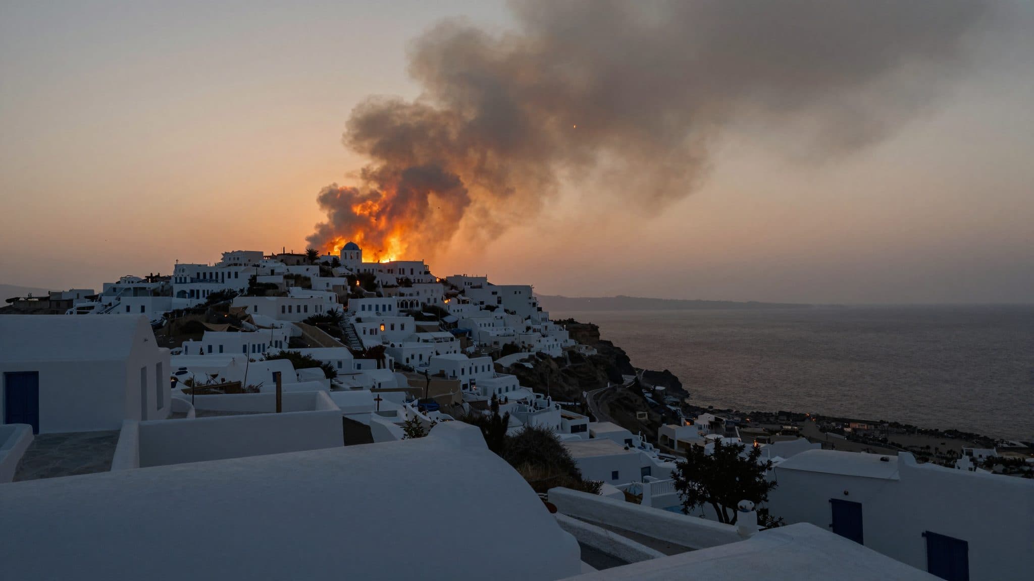 Incendie de forêt à Paros : villages évacués, habitants envoyés sur les plages