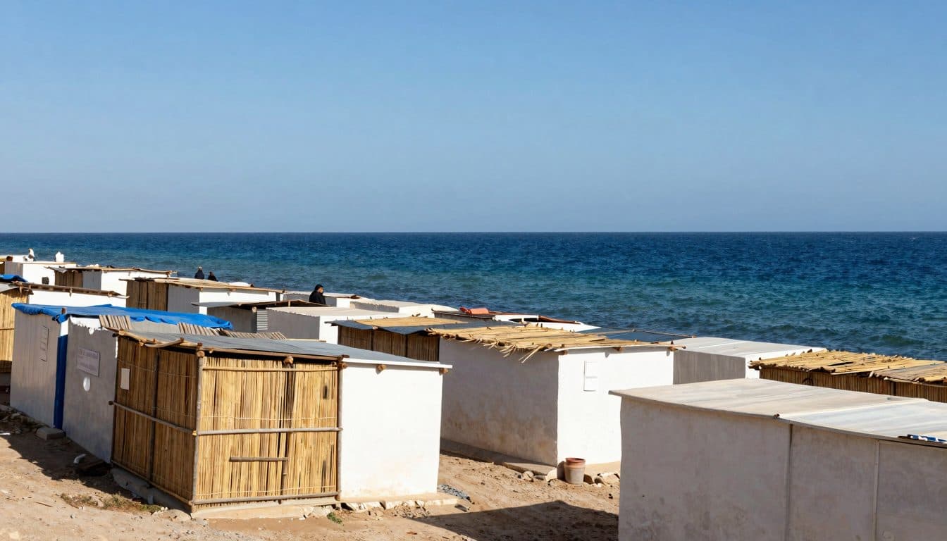 Des réfugiés vivent dans des cabanes de bambou sur la plage et dans les rues à Ceuta