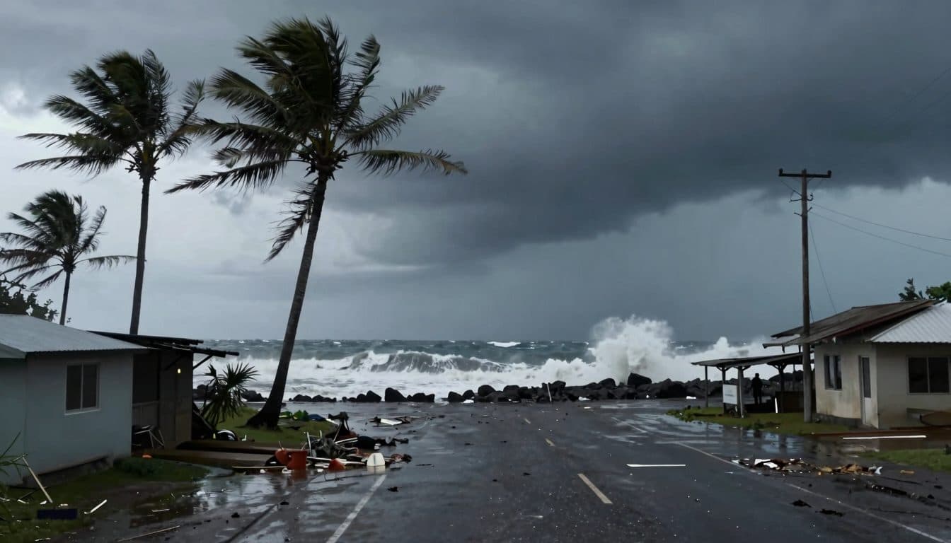 Le super typhon « Bavi » frappe de plein fouet l'île de Rota dans le Pacifique