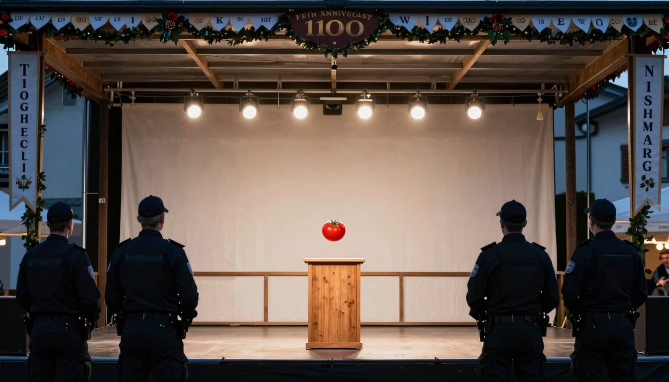 Söder visé par une tomate lors de la fête du jubilé à Bernau am Chiemsee