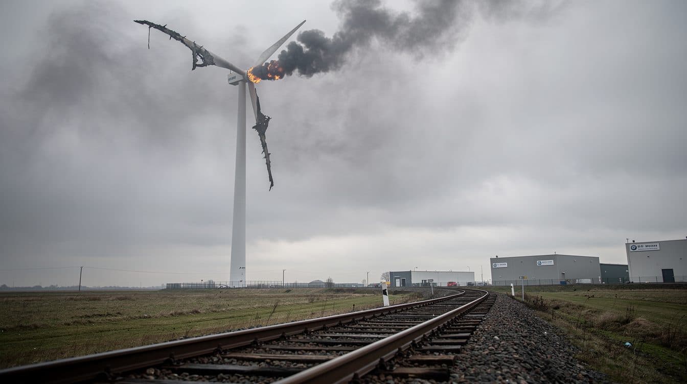 Éolienne en feu à Bönen – Ligne ferroviaire Hamm–Dortmund fermée pendant plusieurs heures
