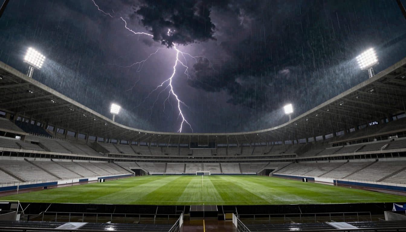 Un violent orage menace le coup d'envoi ponctuel du match de l'Angleterre au Mexique