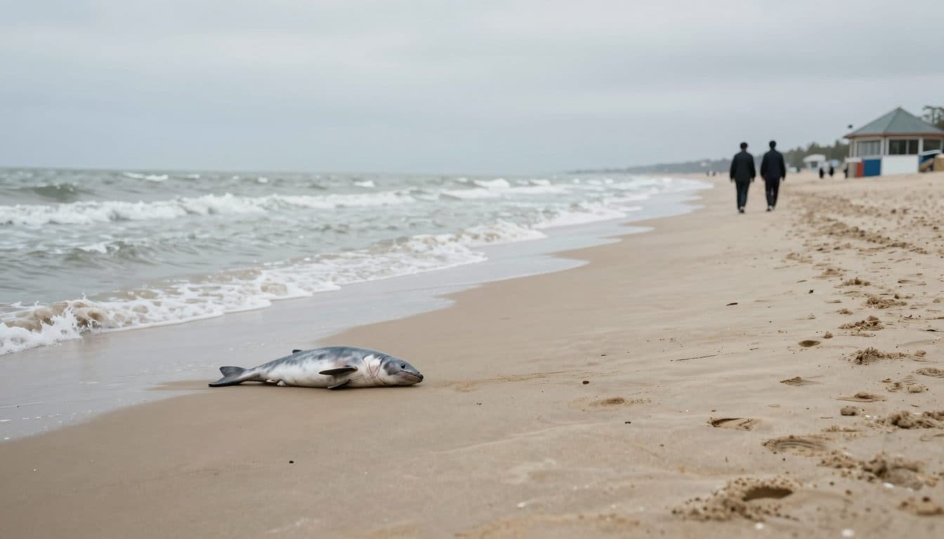 Jeune marsouin échoué sur la plage de Norderney – la police retire le cadavre de la mer