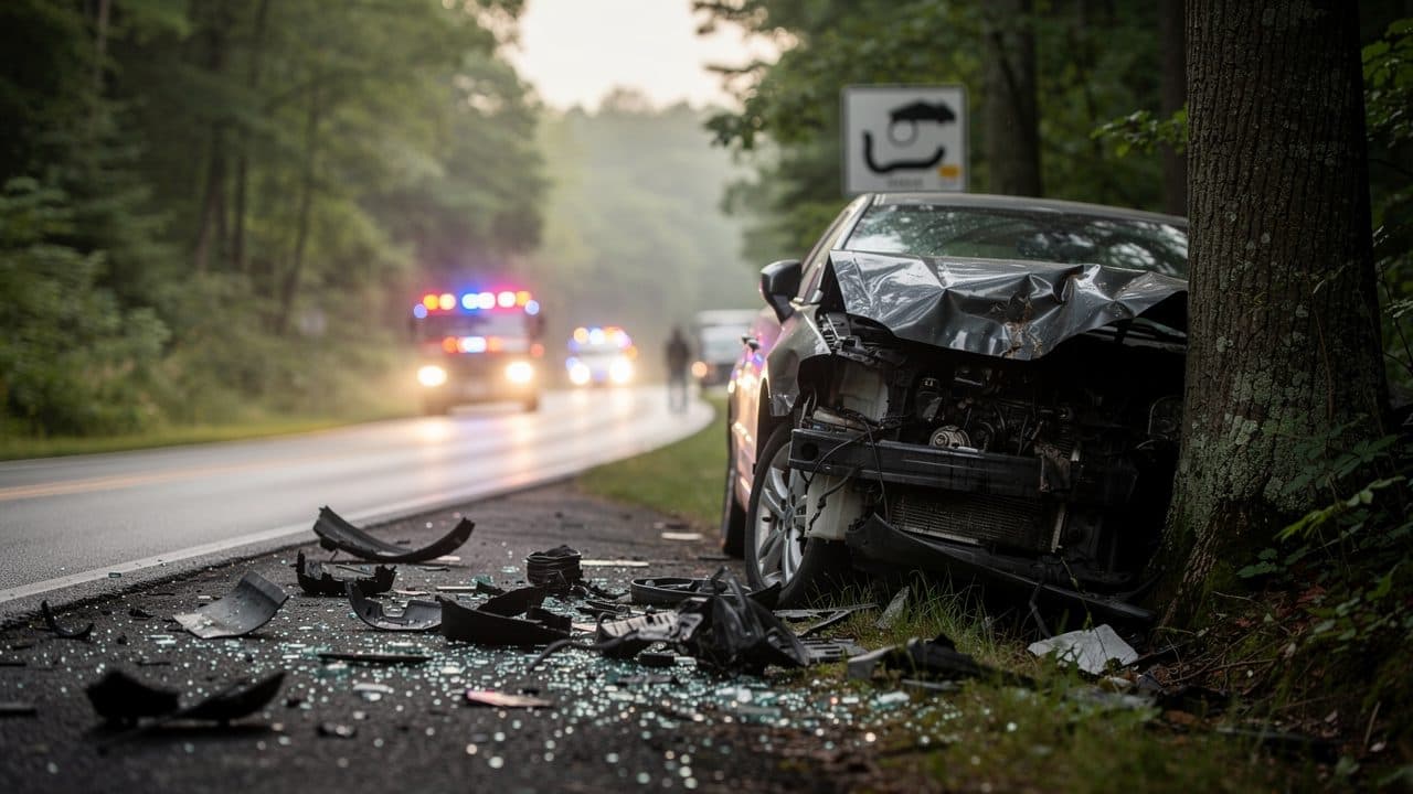Grave accident de la route près de Zwettl : une voiture percute un arbre, cinq blessés