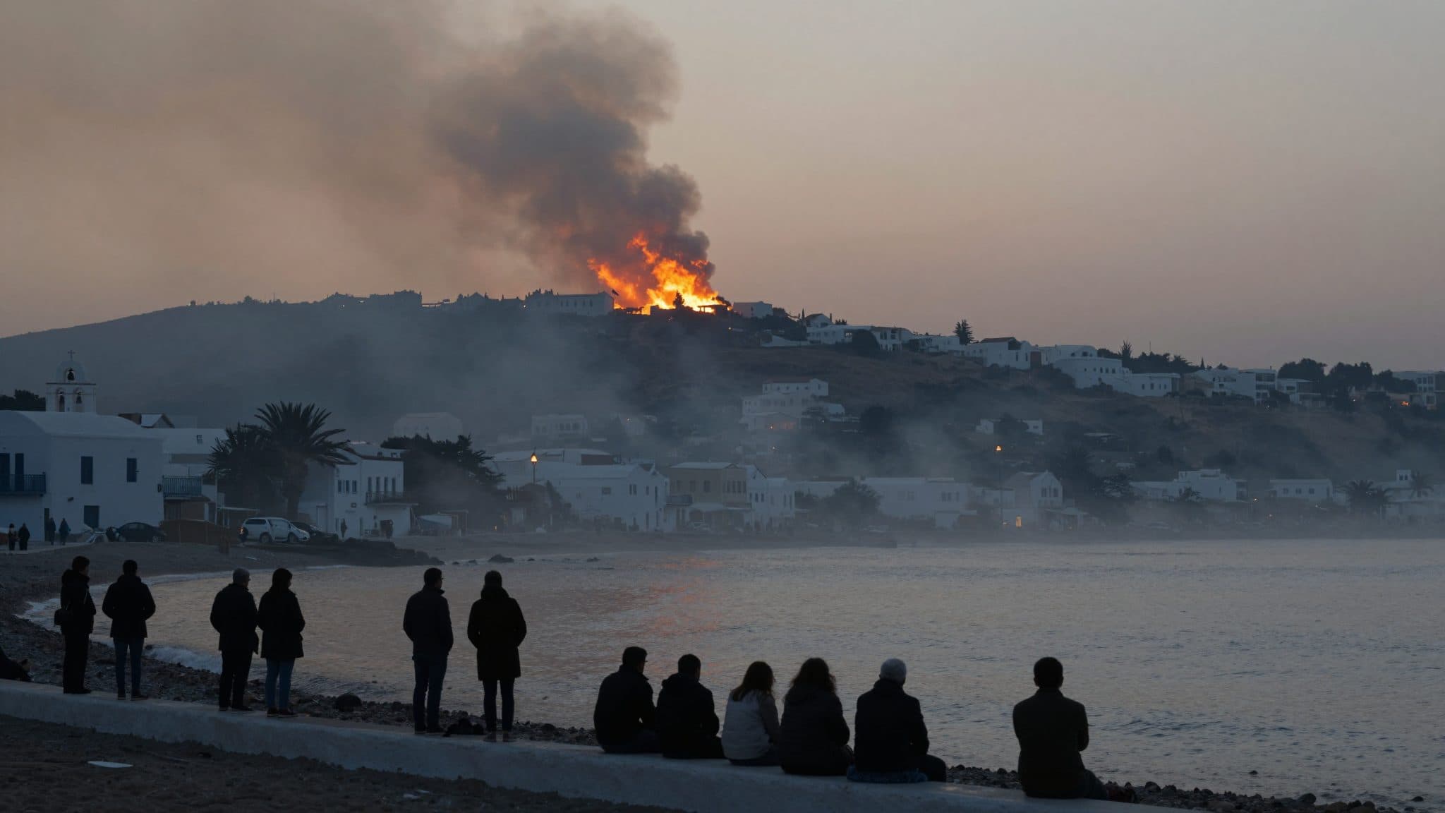 Incendie majeur à Paros : villages évacués, les habitants fuient vers les plages
