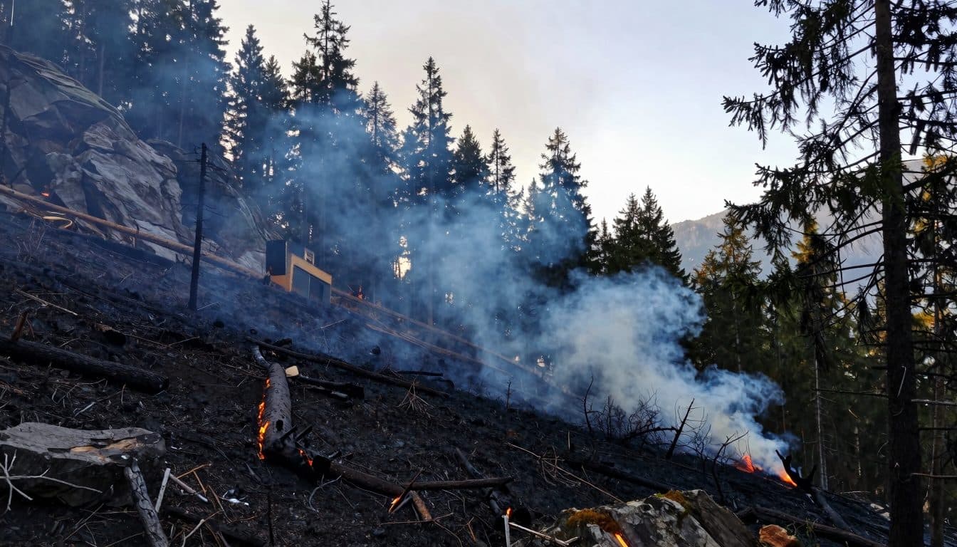 Incendie de forêt près de Thomatal dans le Lungau provoqué par un coup de foudre